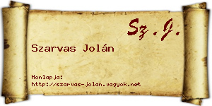 Szarvas Jolán névjegykártya